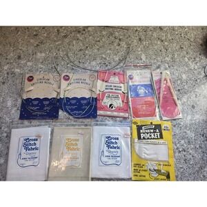 Vintage Knitting Needle  Boye Scovill Cross Stich Fabric Lot